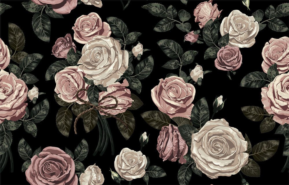 Elegant Vintage Floral Pattern Wallpaper in Soft Pink and Cream Tones