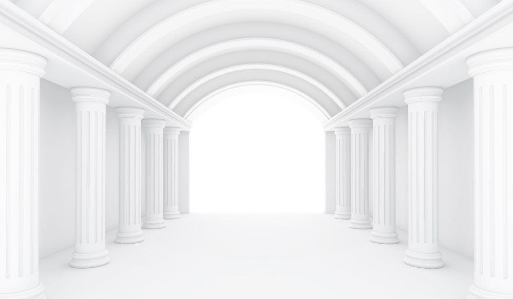 Modern Classical White Pillars 3D Effect Mural Wallpaper - Architectural Elegance