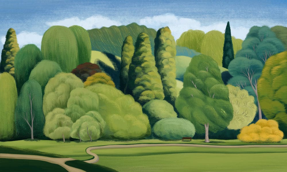 Lush Green Dreamscape Mural Wallpaper for Tranquil Nature-Inspired Rooms