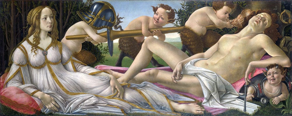 Renaissance Art Mural Wallpaper: Botticelli Classic with Cherubs and Figures