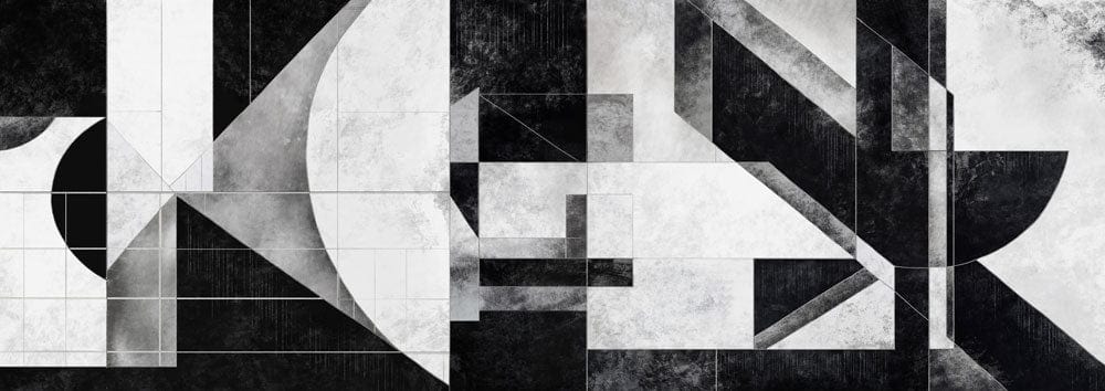 Monochrome Geometric Abstract Art Deco Wallpaper Mural in Black and White