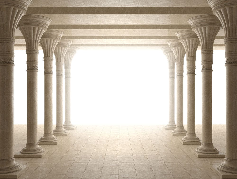 Classic Cream Stone Column Mural Wallpaper for Elegant Interior Design
