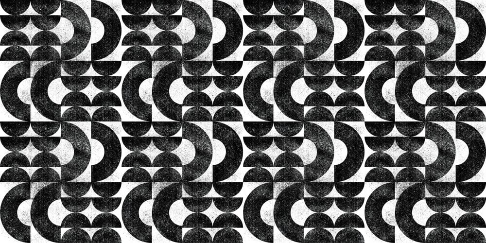 Retro Geometric Black and White Abstract Pattern Wallpaper for Modern Interiors