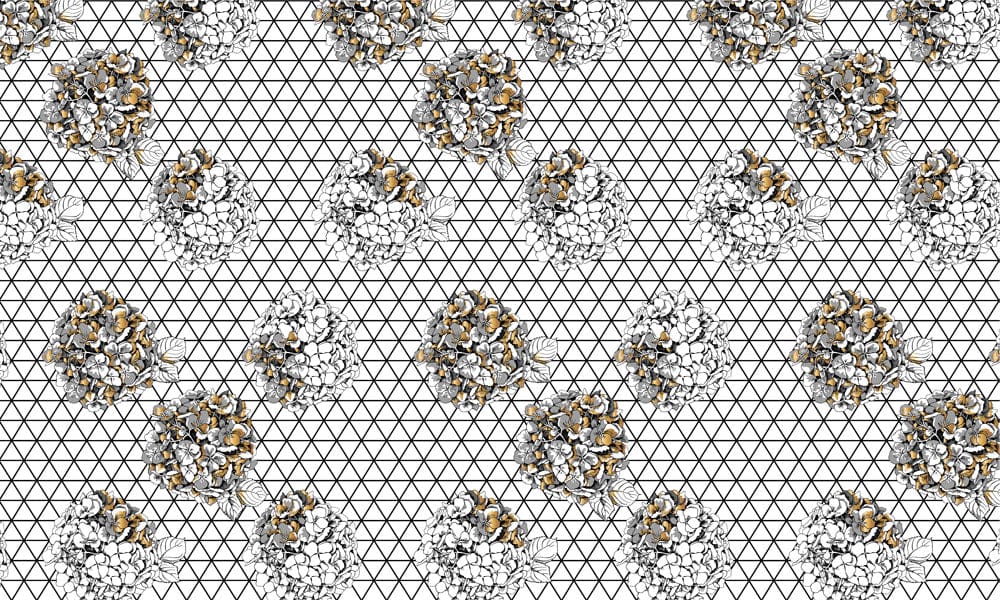Geometric Floral Bouquet Pattern Wallpaper