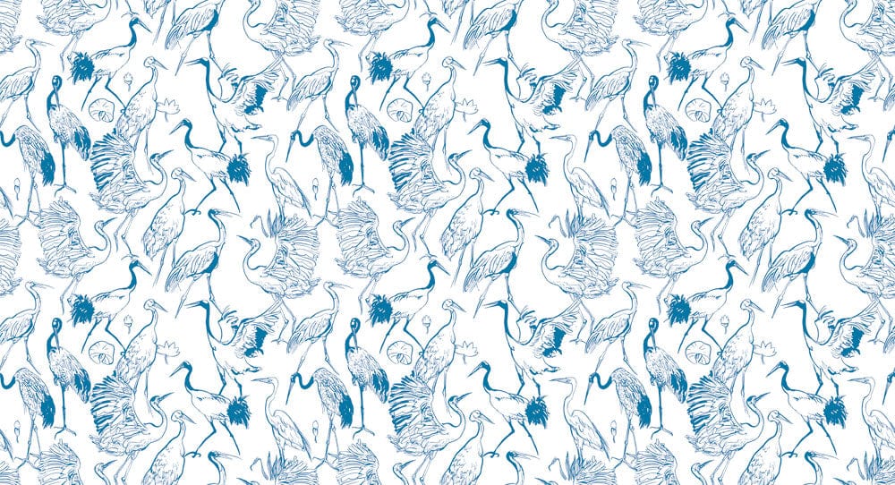 Elegant Blue Heron Pattern Wallpaper - Nature-Inspired Modern Design