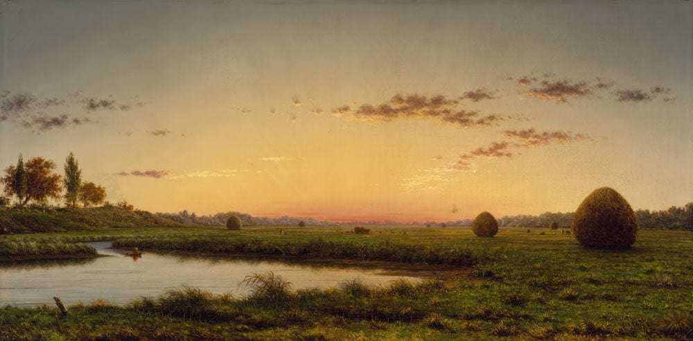 Serene Countryside Sunrise Mural Wallpaper - Golden Landscape Design Art