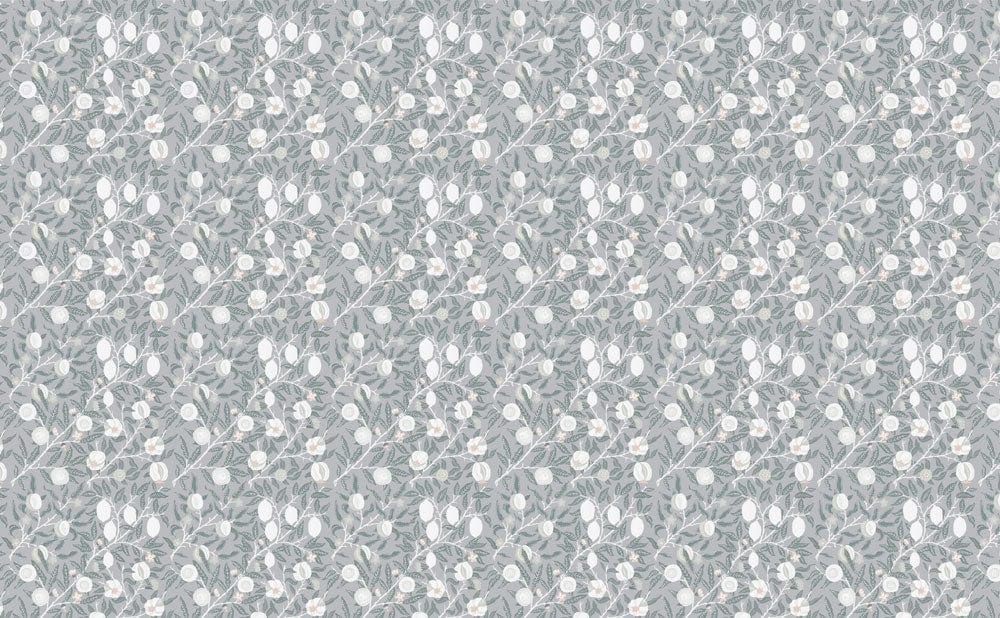 Silver Blossom Garden Mural Wallpaper