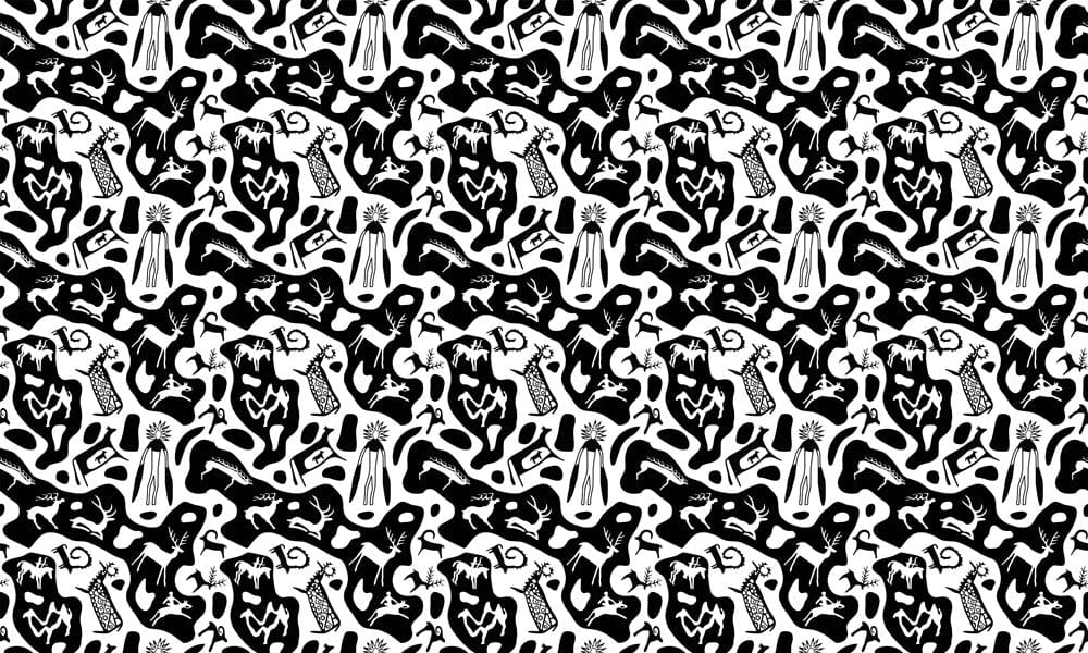 Monochrome Tribal Symphony Mural Wallpaper