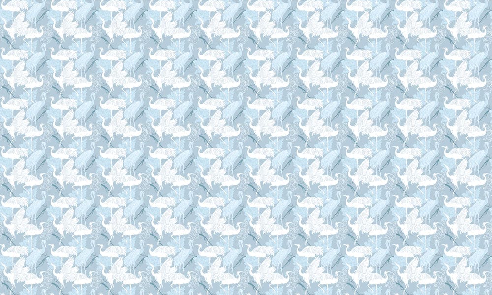 Sky Blue Origami Cranes Pattern Wallpaper for Elegant Contemporary Interiors