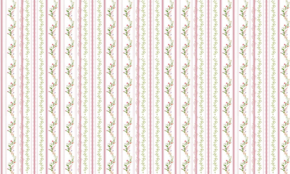 Elegant Pastel Pink Floral Striped Wallpaper Design for Vintage Interiors