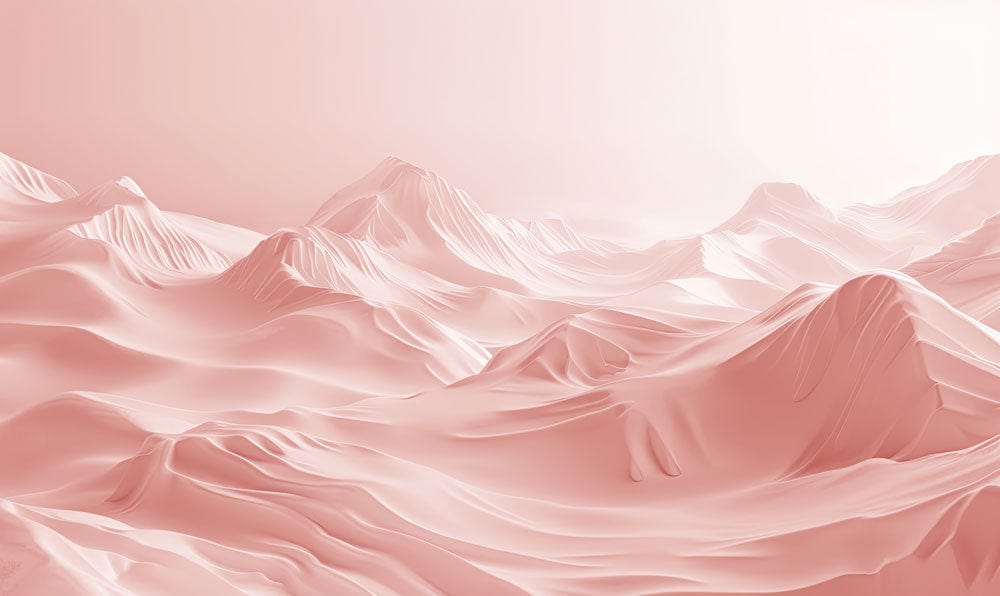 Blush Desert Dreamscape Wallpaper: Elegant Pink Minimalist Mountain Mural Design