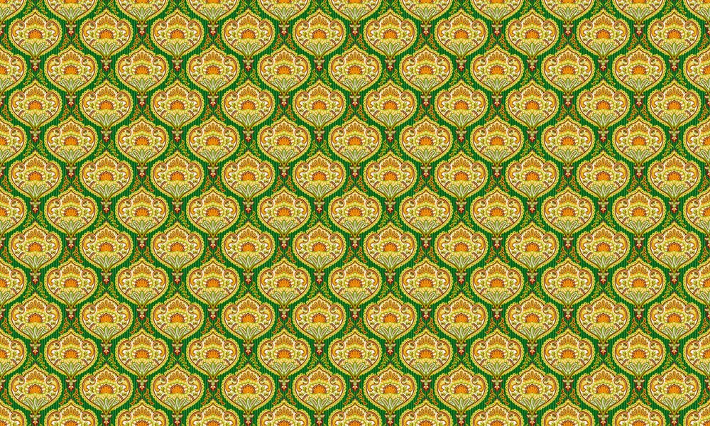 Golden Floral Harmony Mural Wallpaper