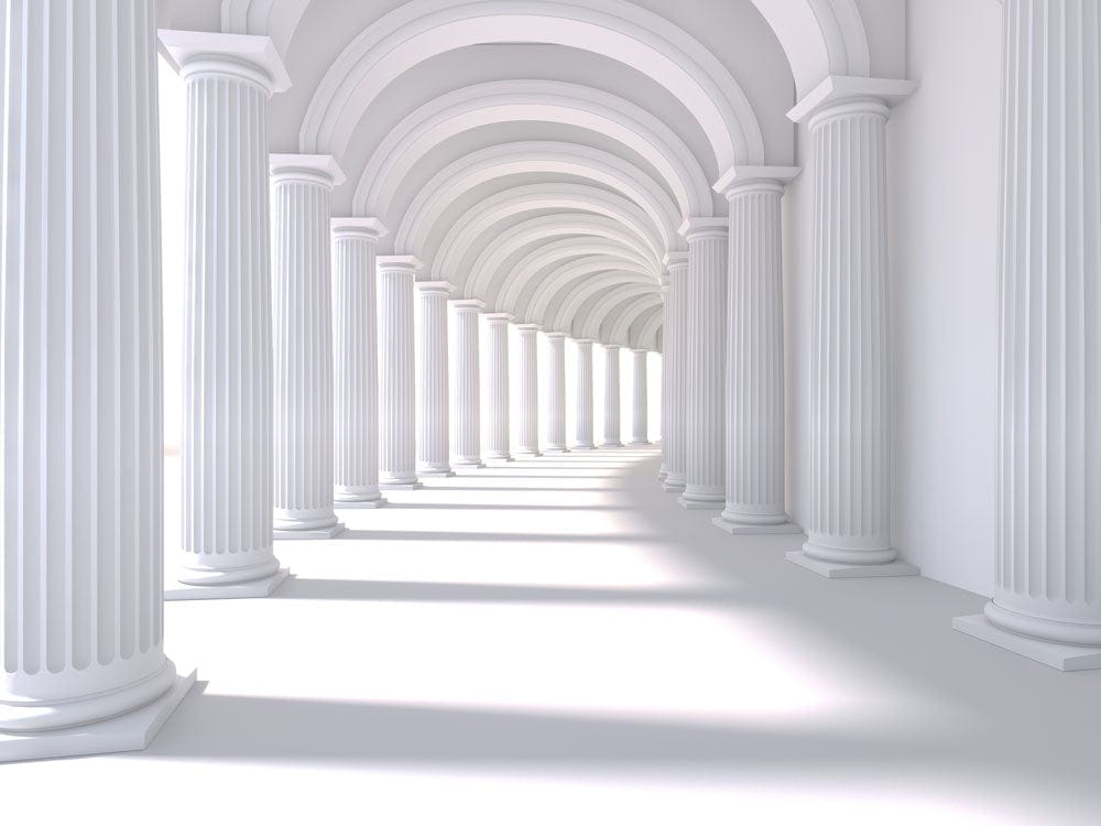 Classic White Archway Columns Wallpaper Mural - Elegant Architectural Design