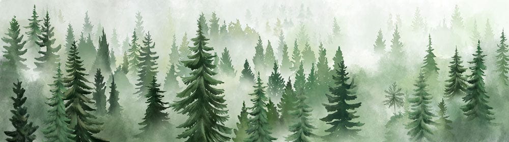 Serene Forest Mist Green Watercolour Mural Wallpaper for Tranquil Spaces