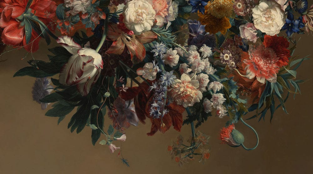 Elegant Vintage Floral Mural Wallpaper with Rich Autumnal Colours and Classic Style