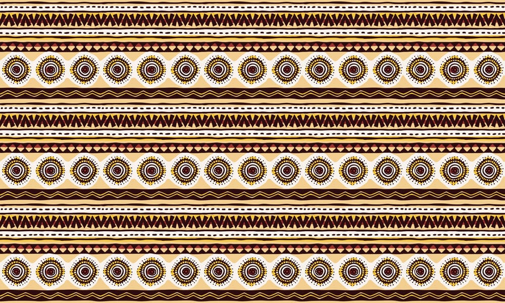 Tribal Geometric Brown and Cream Ethnic Patterned Wallpaper Mural Décor