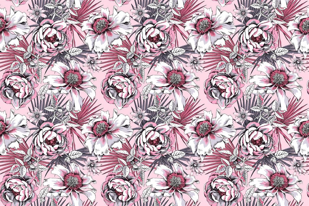 Elegant Pink Floral Botanical Pattern Wallpaper for Chic Interior Décor