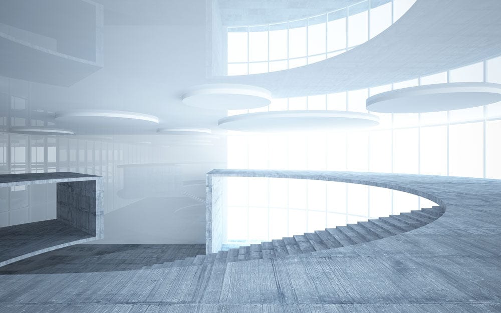 Futuristic Grey Architectural Mural Wallpaper for Modern Interior Design Elegance