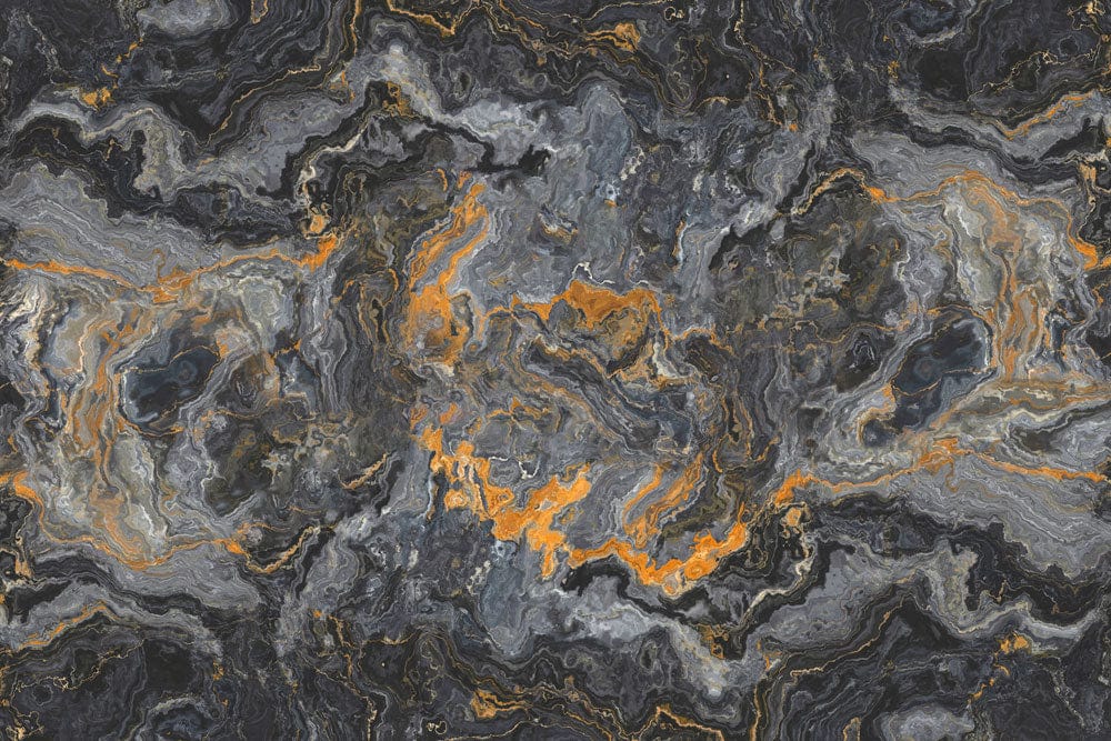 Luxury Charcoal and Gold Marble Effect Abstract Wallpaper Mural Design