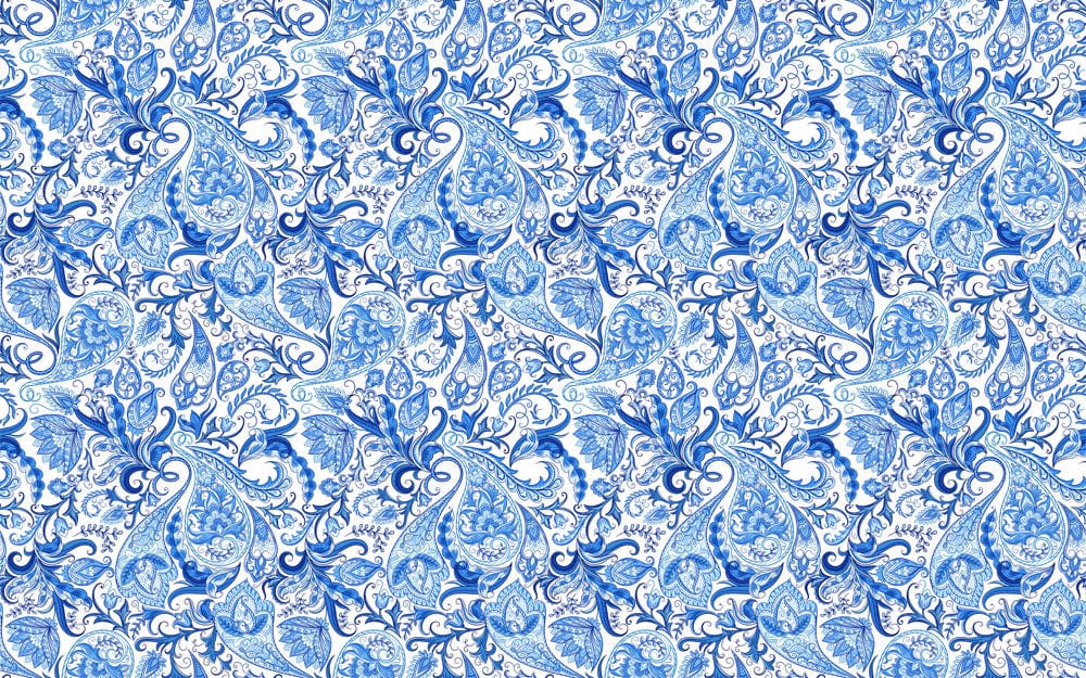 Azure Paisley Elegance Mural Wallpaper