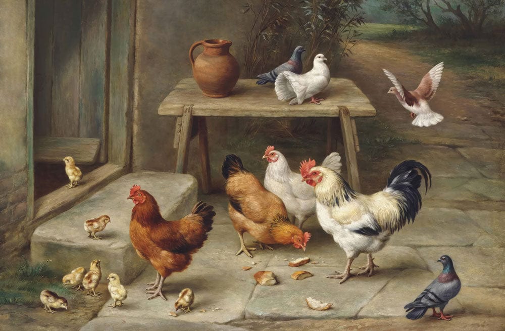 Rustic Farmyard Charm Vintage Animal Mural Wallpaper in Earthy Tones