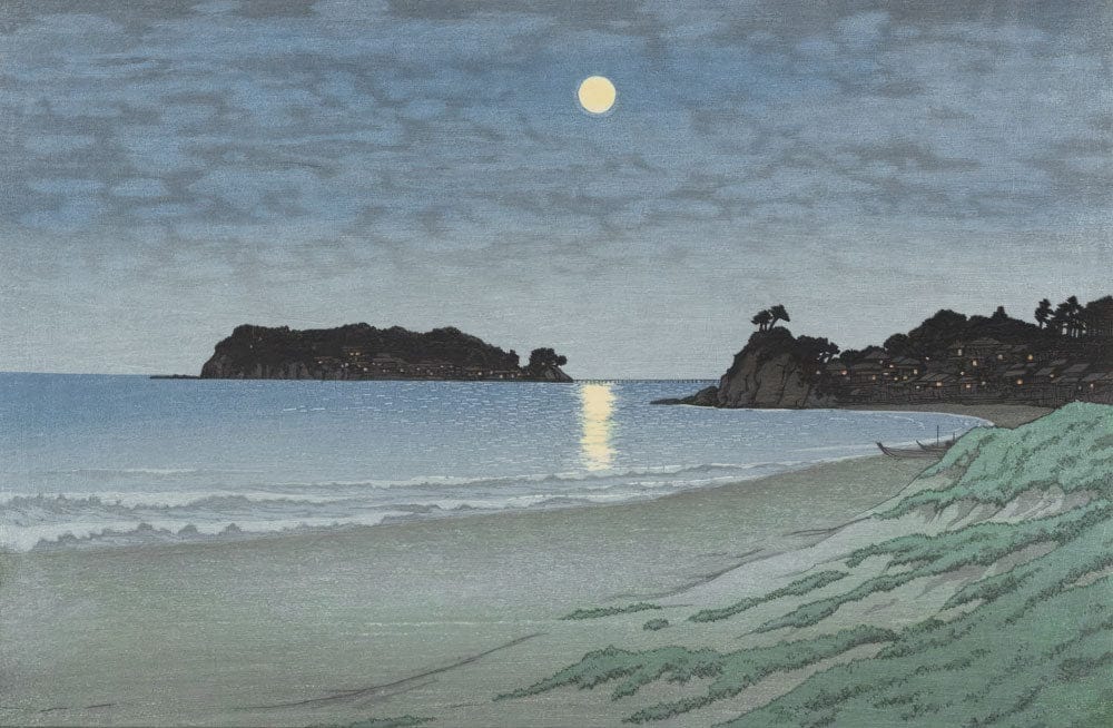 Mystical Moonlit Seascape Mural Wallpaper - Serene Coastal Night Scene