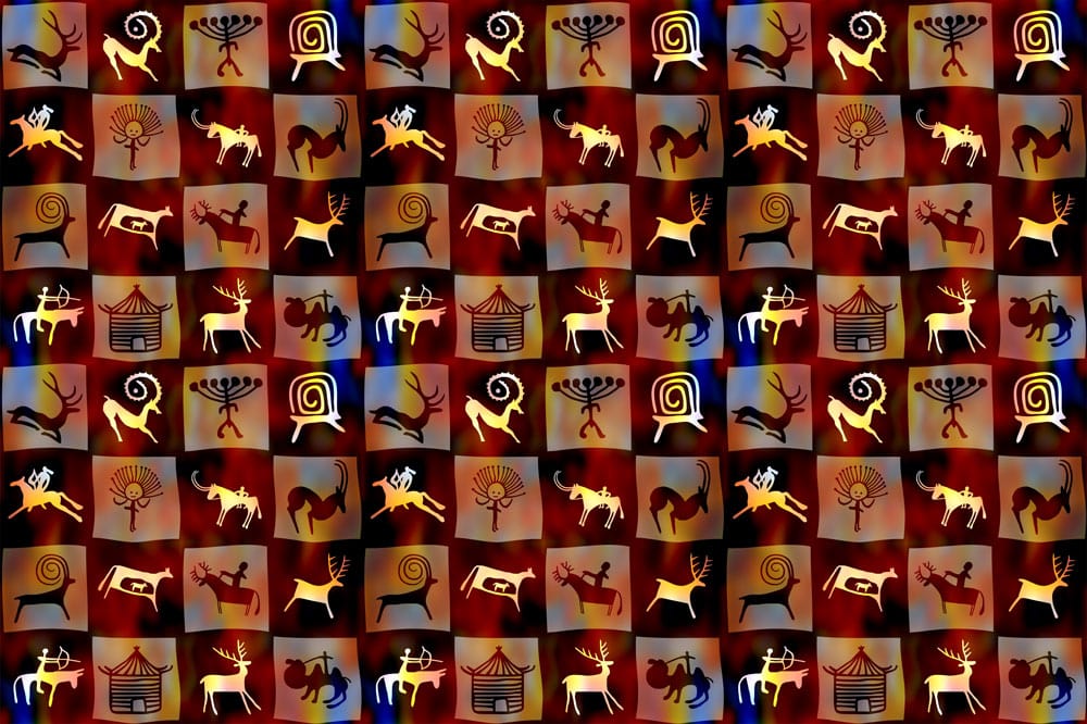 Vibrant Tribal Heritage Mosaic Mural Wallpaper