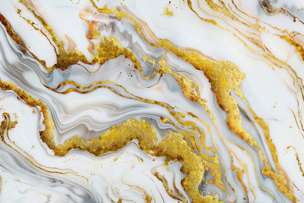 Luxurious Gold and White Marble Effect Abstract Art Wall Mural