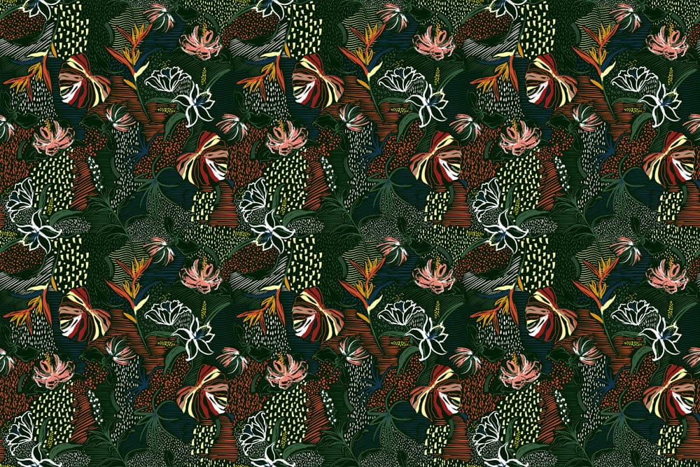Midnight Tropical Botanical Wallpaper