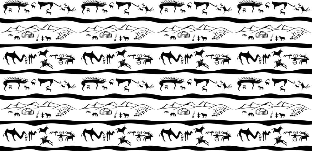 Black and White Tribal Animal Print Wallpaper - Rustic Desert Style