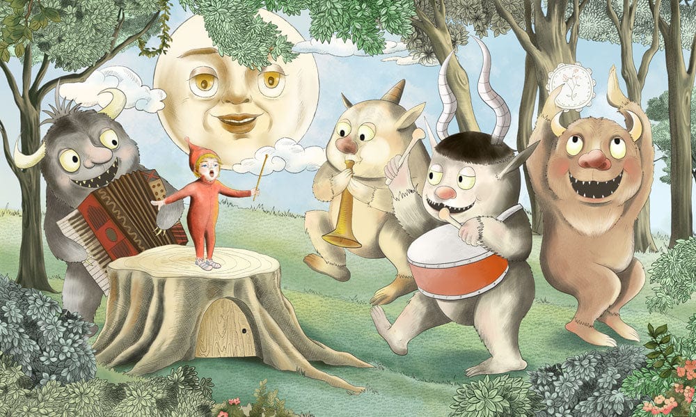 Whimsical Forest Creatures Mural Wallpaper - Vibrant Fantasy Adventure Design