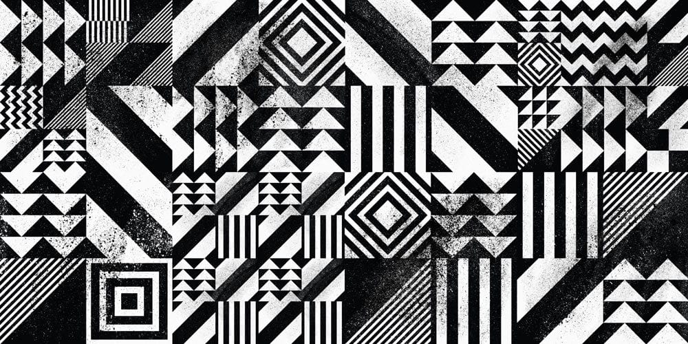 Monochrome Geometric Patterned Wallpaper - Black White Modern Art Deco Design