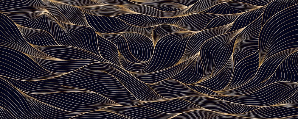 Elegant Black and Gold Abstract Wave Pattern Luxury Wallpaper Design