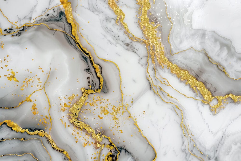 Luxury Gold Marble Effect Wallpaper with Elegant Grey Swirls Design