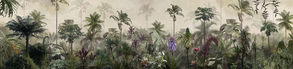 Exotic Tropical Jungle Mural Wallpaper: Green Lush Nature Oasis Design