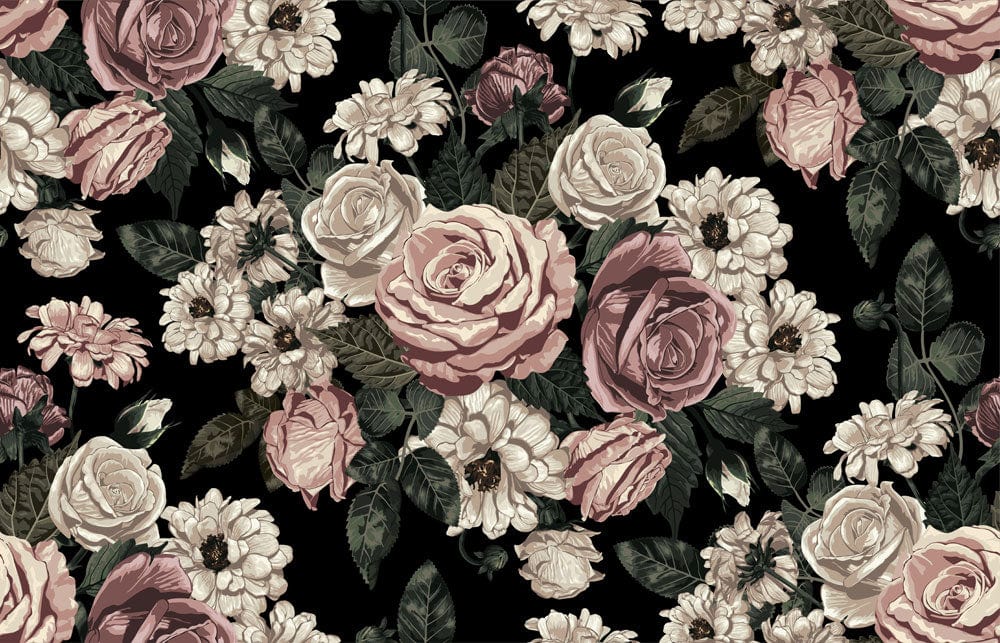 Opulent Floral Harmony Mural Wallpaper