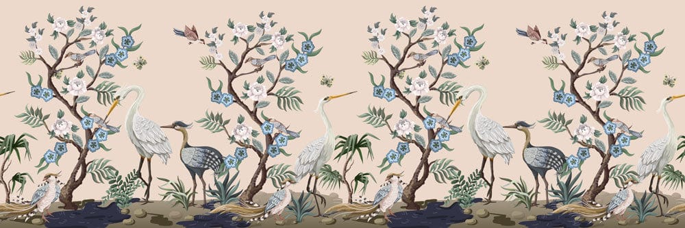 Repeat Flowers & Birds II Wallpaper Mural