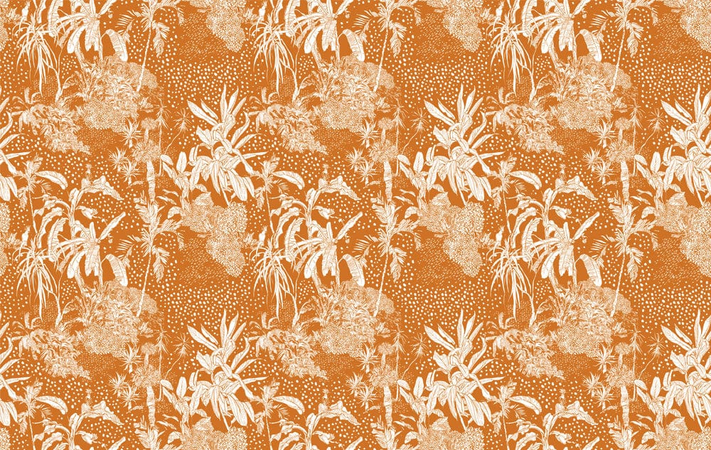 Terracotta Jungle Adventure Botanical Pattern Wallpaper - Bold Tropical Design