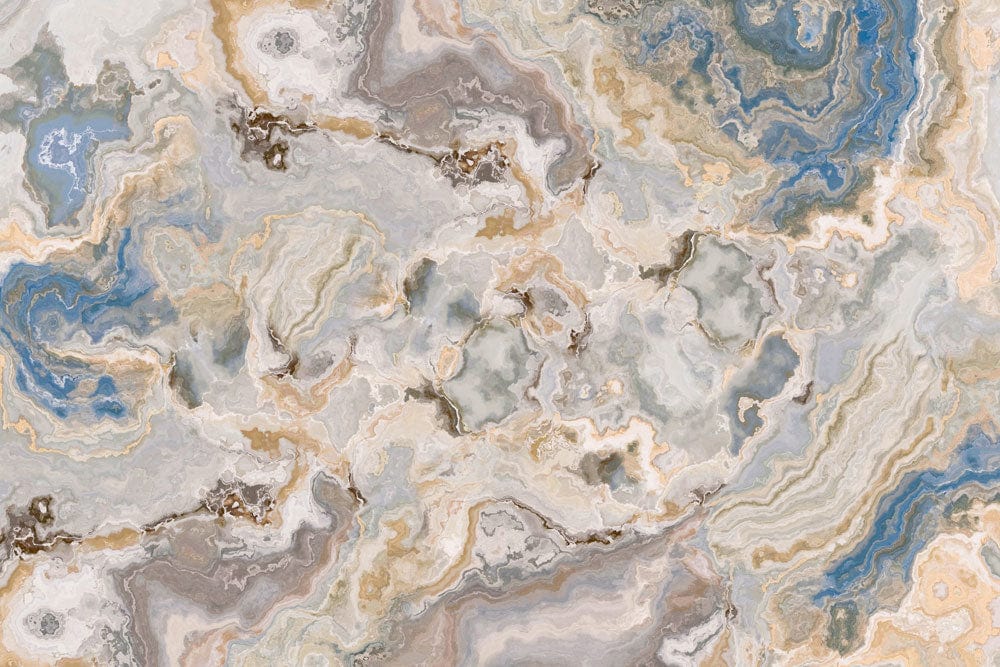 Elegant Blue Marble Effect Abstract Mural Wallpaper for Sophisticated Interiors