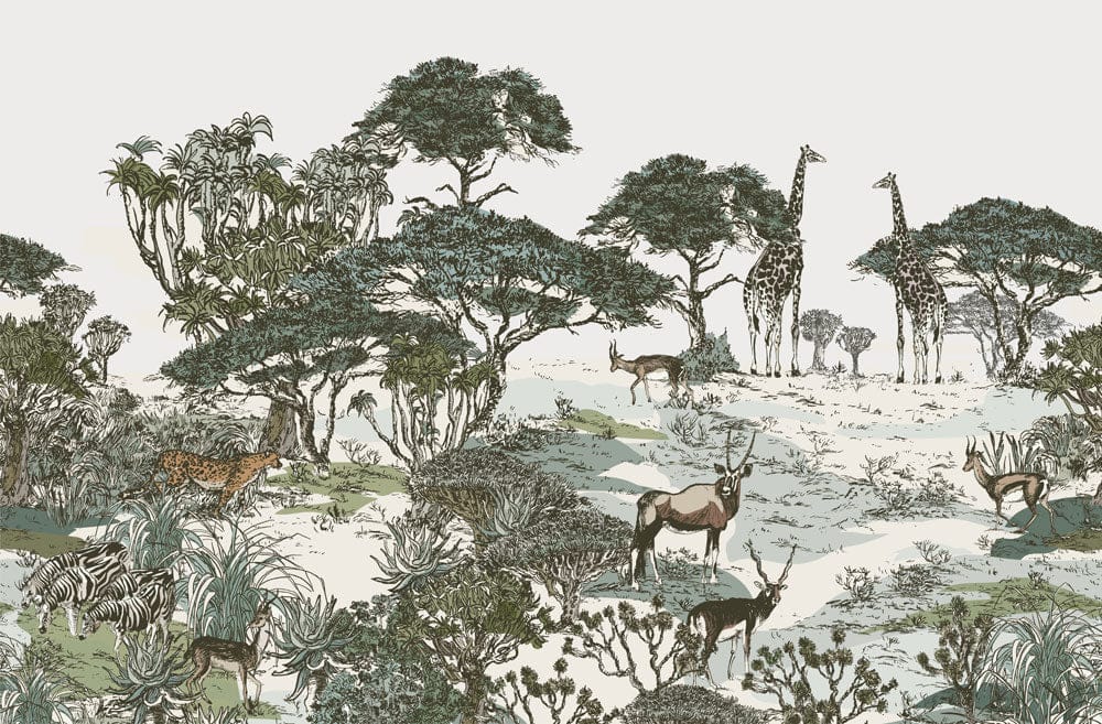 Vintage Safari Landscape Wallpaper