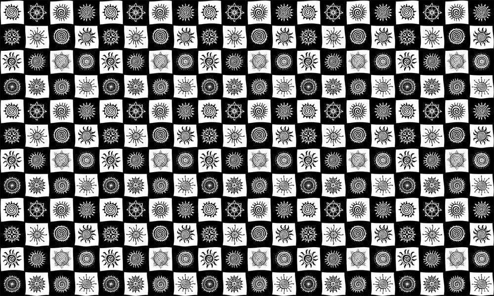Monochrome Geometric Patterned Wallpaper - Black and White Retro Style Design