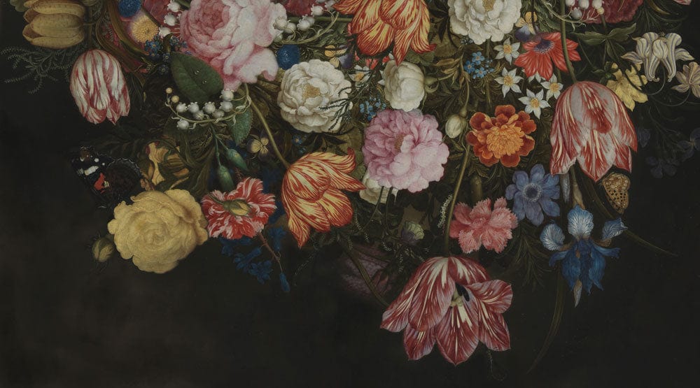 Exquisite Dark Floral Elegance Mural Wallpaper in Rich Multicolour Blooms