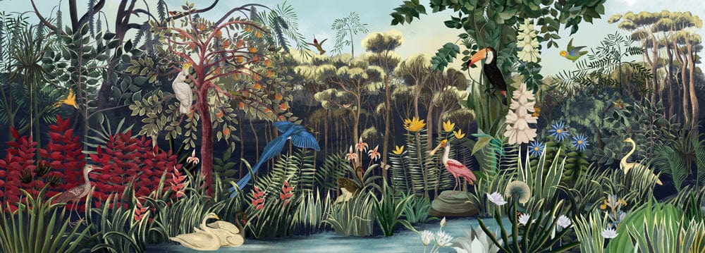 Elegant Jungle Dream Mural Wallpaper - Lush Green Tropical Paradise Design