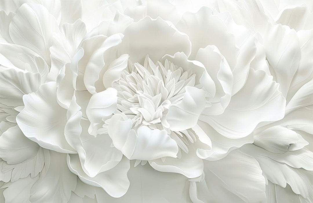 Elegant White Floral 3D Mural Wallpaper for Contemporary Home Decor