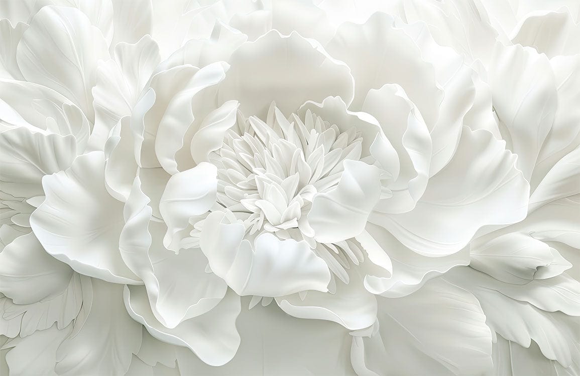 Elegant White Floral 3D Mural Wallpaper for Contemporary Home Decor