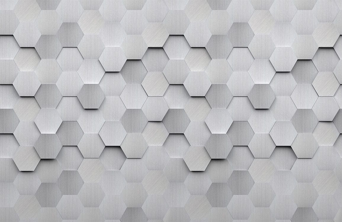 Modern Silver Hexagonal 3D Geometric Pattern Wall Mural Wallpaper Décor