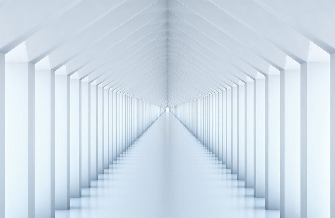 Modern Minimalist White Geometric Tunnel Effect Mural Wallpaper Décor