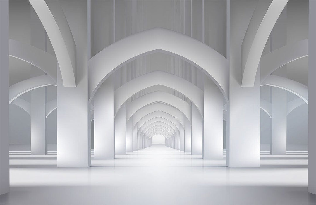 Elegant Minimalist White Archway Mural Wallpaper for Modern Interiors