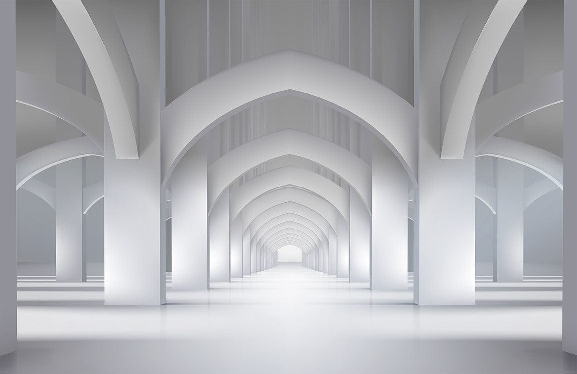 Elegant Minimalist White Archway Mural Wallpaper for Modern Interiors