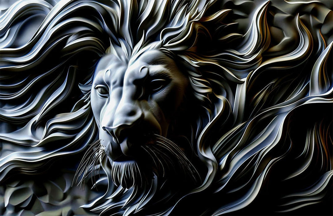 Majestic Grey Lion Mural Wallpaper - Bold Artistic Safari Décor